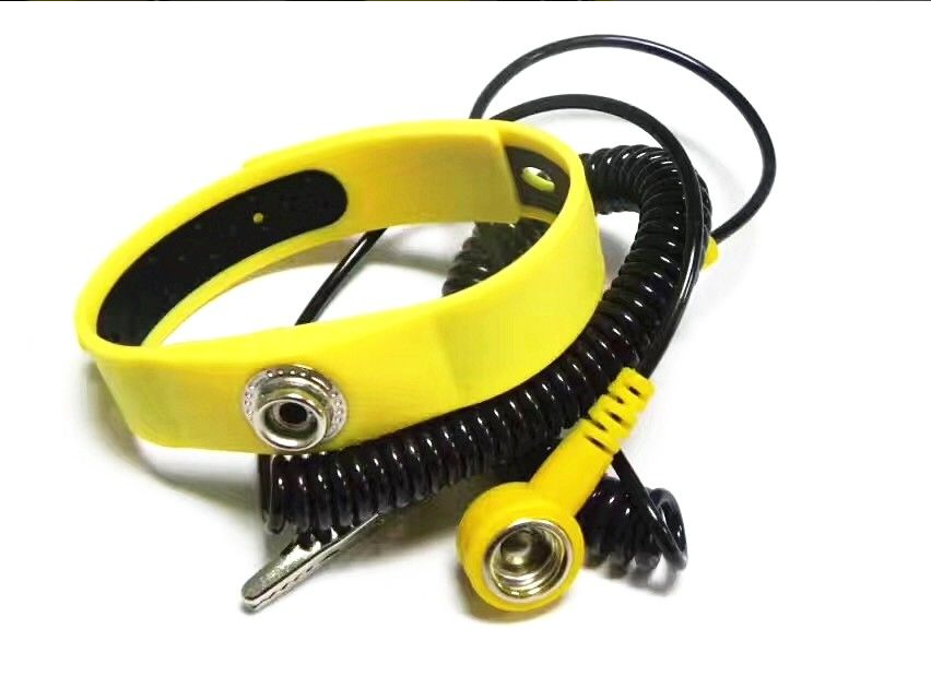 2020 New Design Static Control Coiled Cord Yellow Purple Pink Blue ESD Silicone Wrist Band Strap for GMP Cleanroom ESD Wrist Strap